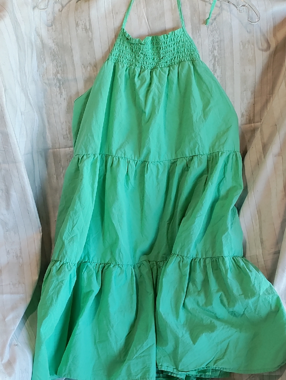 American Eagle Outfitters Teal Green Backless Tiered Halter Dress